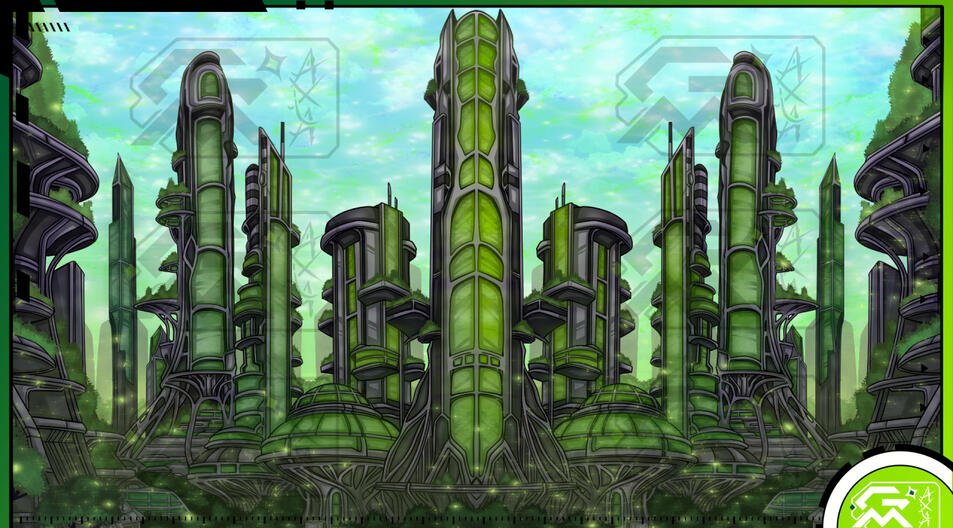 Die grüne Stadt Twitch Hintergrund für Axia