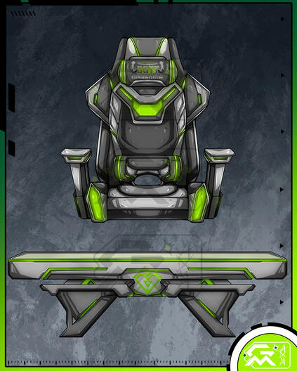 PNGtuber Inventar Tisch und Gaming-Stuhl